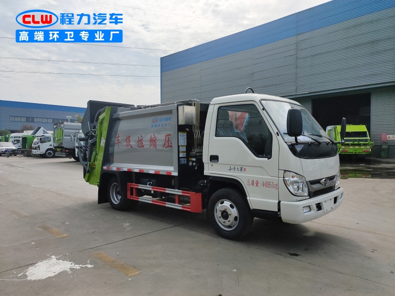 程力威牌5立方压缩垃圾车_福田地下室垃圾压缩车